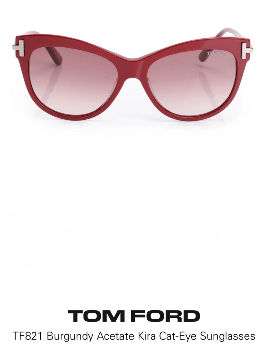 Tom Ford Burgundy Cat-Eye Sunglasses with Gradient Lenses and Case - Summer Fun